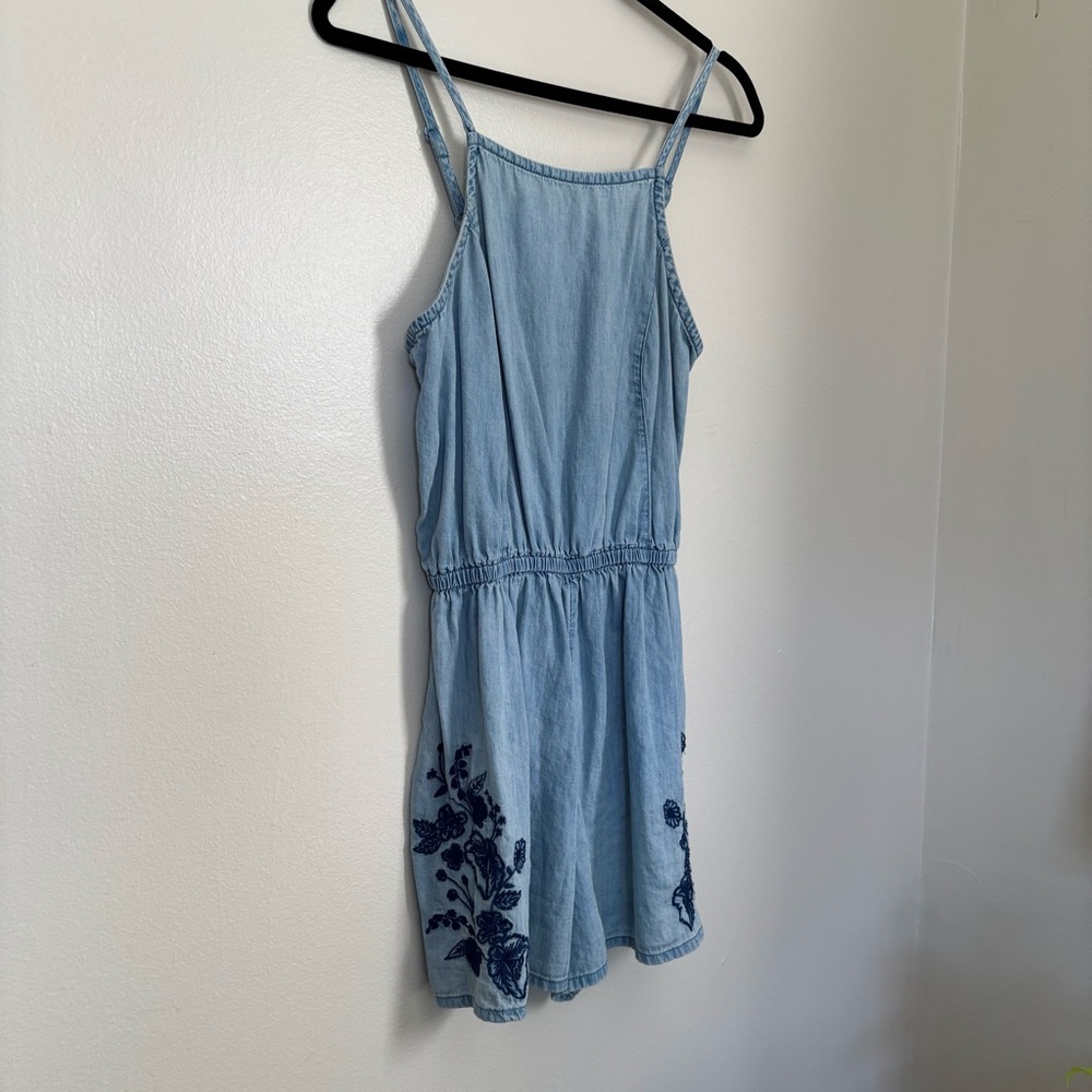 Mossimo | Denim Embroidered Romper | Size Small - Picture 2 of 8